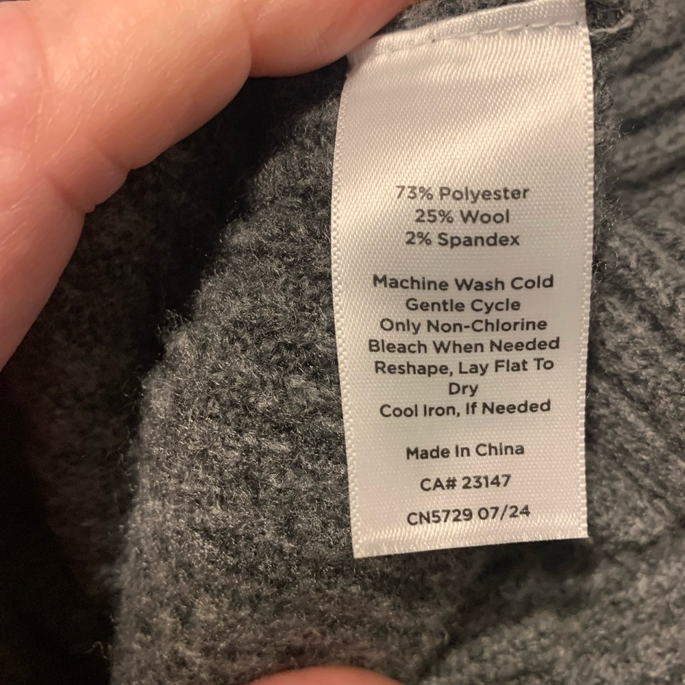 Talbots Gray Turtleneck Sweater with Beautiful Button detail - Picture 3 of 5